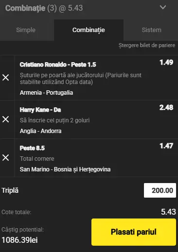 Biletul Zilei Unibet 6 septembrie 