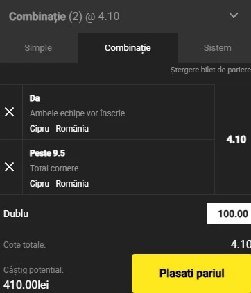 Pariuri speciale Cipru - România