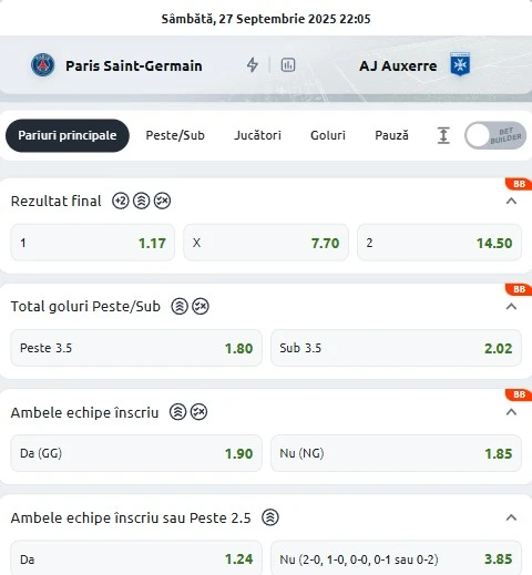 Cote pariuri PSG - Auxerre