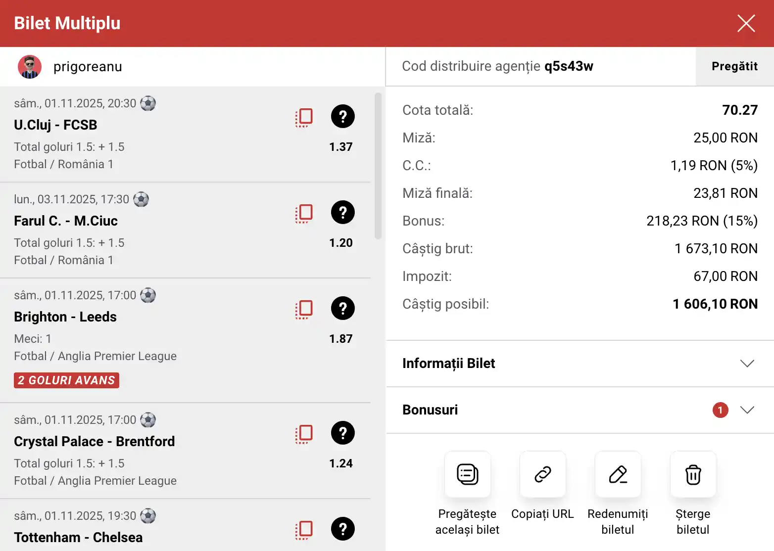 Bilet de weekend în cotă 70 la Casa Pariurilor, 31.10-03.11.2025 2