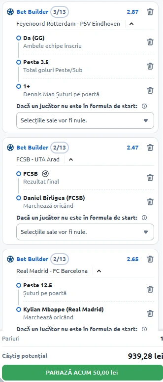 Biletul Zilei Bet Builder 26.10.2025