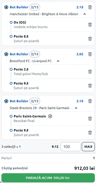 Biletul Zilei Bet Builder din 25 octombrie 2025