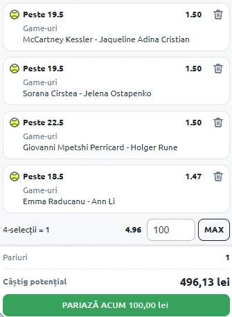 Biletul Zilei Betano din Tenis 07.10.2025