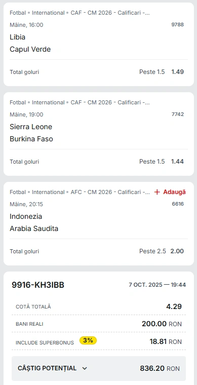 Biletul Zilei Superbet din 8 octombrie 2025
