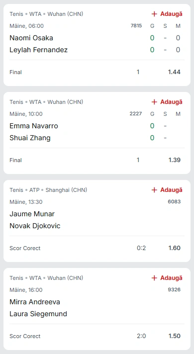Biletul Zilei din Tenis 7 octombrie 2025