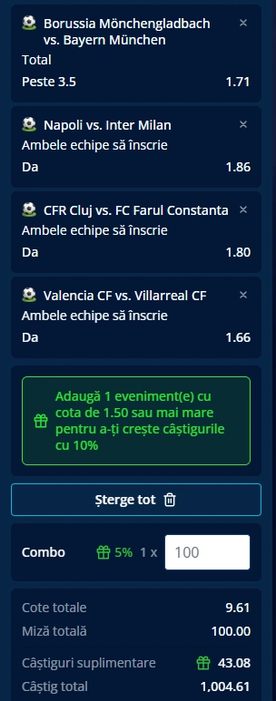 Biletul Zilei pe goluri din 25 octombrie 2025