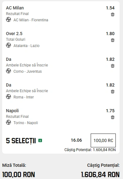 Biletul etapei a saptea din Serie A