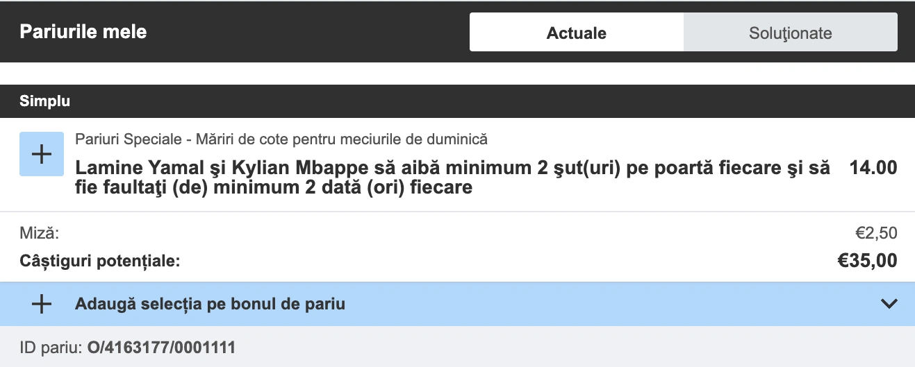 Biletul zilei din fotbal la Betfair, 26.10.2025
