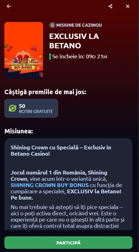 Ce primești cu Misiunea Shining Crown Buy Bonus