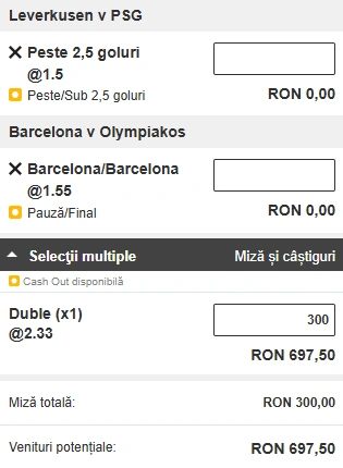 Cota 2 din Champions League 21.10.2025