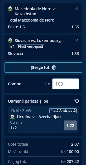 Cota 2 din fotbal 13 octombrie 2025