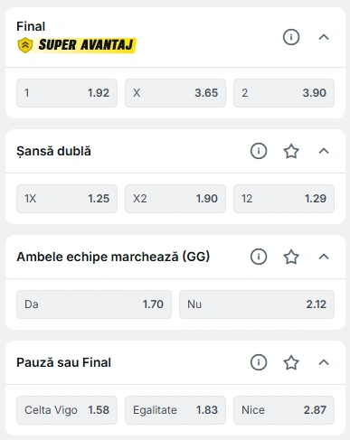 Cote pariuri Celta Vigo vs Nice la Superbet