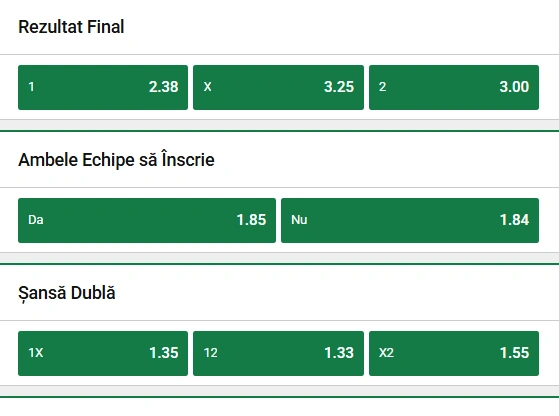 Cote pariuri FC Bihor vs FC Voluntari la Unibet