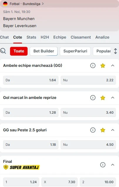 Cote pariuri Bayern - Leverkusen