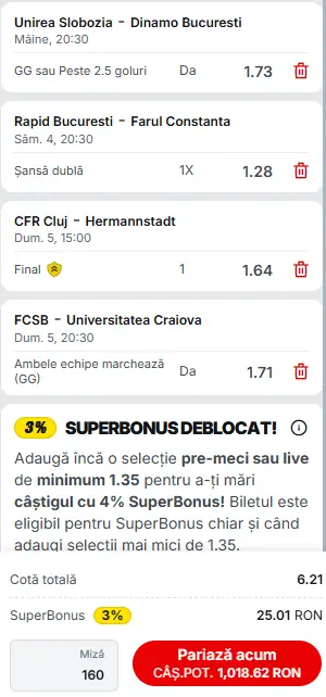Biletul Etapei a 12-a Superliga