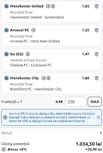 Biletul Etapei a 7-a Premier League