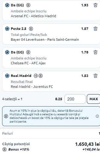 Biletul Etapei UCL cu Inteligența Artificială
