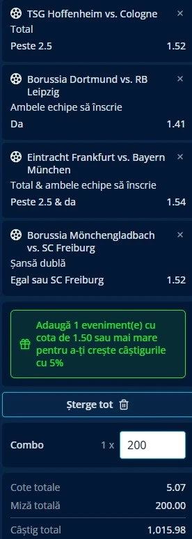 Biletul rundei cu numărul 6 din Bundesliga 3 octombrie 2025