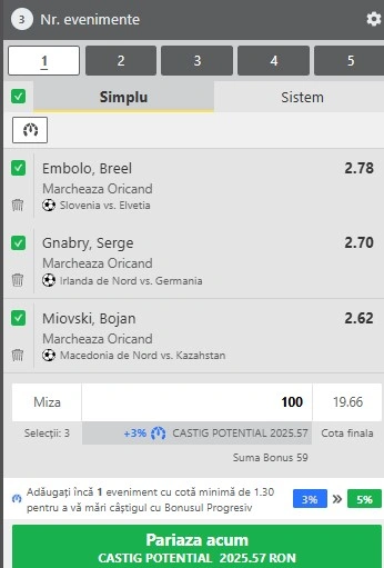 Biletul zilei azi din fotbal 13.10.2025