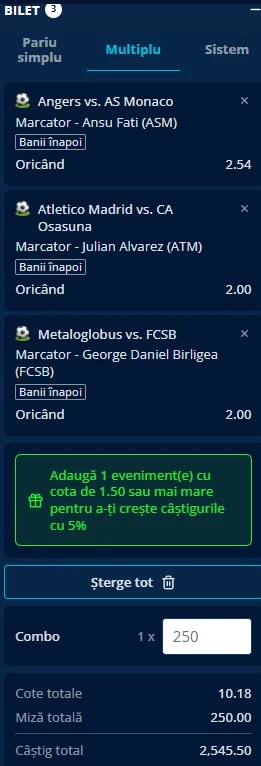 Biletul zilei azi din fotbal 18 octombrie 2025