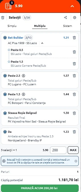 Biletul zilei azi din fotbal 30 octombrie 2025