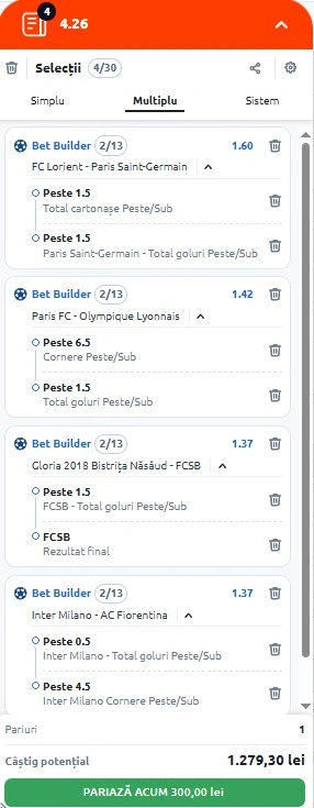 Biletul zilei azi din fotbal la Betano 29.10.2025