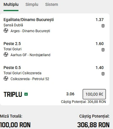 Biletul zilei azi din fotbal la Unibet 24.10.2025