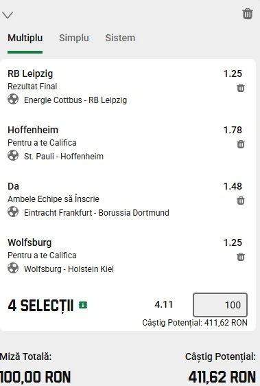 Biletul zilei din DFB Pokal 28.10.2025