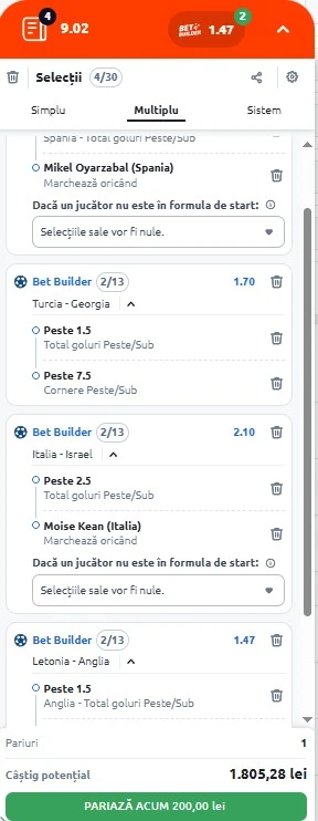 Biletul zilei din fotbal la Betano 14.10.2025