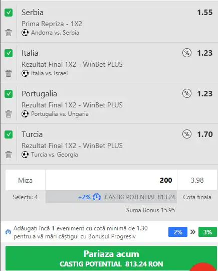 Biletul Zilei Winbet 14 octombrie
