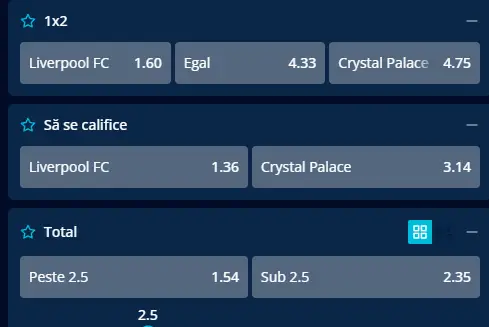 Cote Pariuri Liverpool vs Crystal Palace la Mr Bit