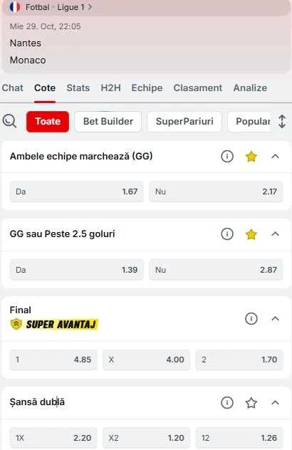 Cote pariuri FC Nantes - AS Monaco