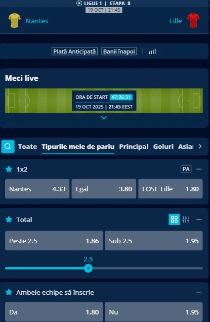 Cote pariuri FC Nantes vs Lille