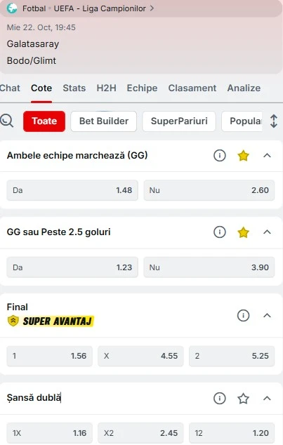 Cote pariuri Galatasaray vs Bodo/Glimt