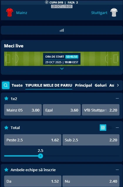 Cote pariuri Mainz vs Stuttgart