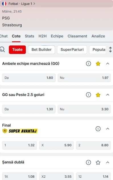 Cote pariuri PSG vs Strasbourg