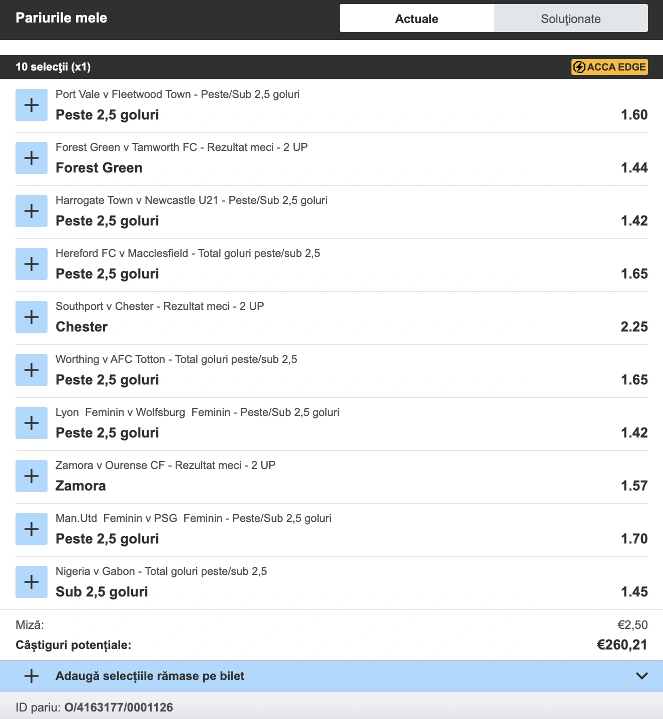 Bilet săptămânal din fotbal la Betfair în cotă mare, 11-13 noiembrie 2025