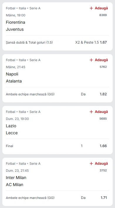 Biletul Etapei 12 din Serie A