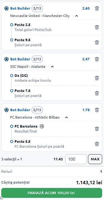 Biletul Zilei Bet Builder din 22 noiembrie 2025