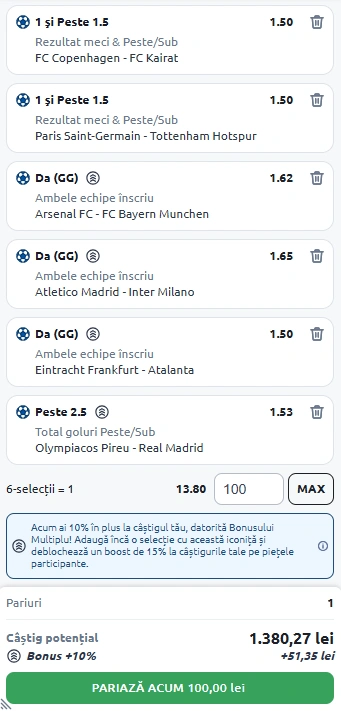 Biletul Zilei Betano din 26 noiembrie 2025