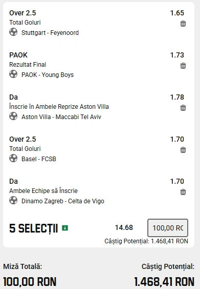 Biletul Zilei Unibet din 6 noiembrie 2025