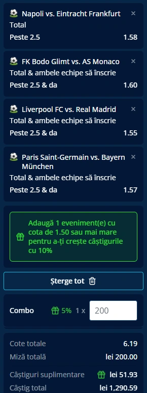 Biletul Zilei bazat pe goluri din 4 noiembrie 2025