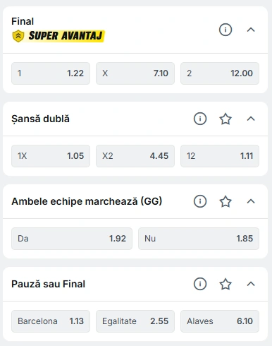 Cote pariuri Barcelona vs Deportivo Alaves la Superbet