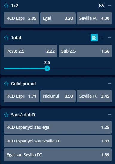 Cote pariuri Espanyol vs Sevilla la Mr Bit