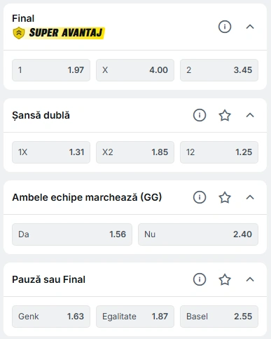 Cote pariuri Genk vs FC Basel la Superbet