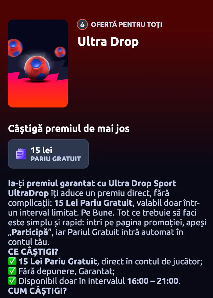 Cum poți revendica 15 LEI Pariu Gratuit?