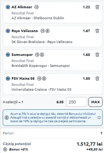 Biletul Etapei a 4-a Conference League cu AI