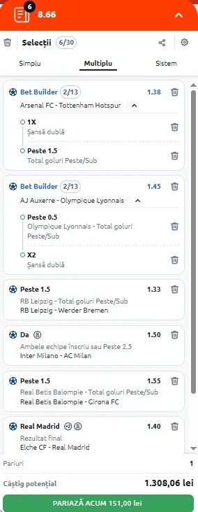 Biletul zilei azi din fotbal 23 noiembrie 2025