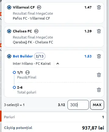 Biletul Zilei Champions League la Betano