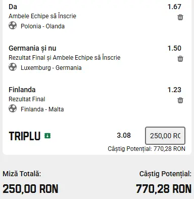 Biletul Zilei Cotă 3 oferit de Inteligența Artificială